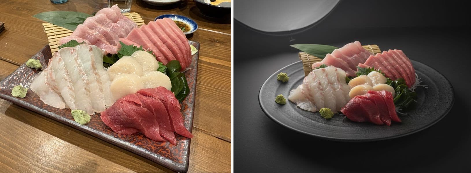 刺身のメニュー写真 ビフォーアフター GBP用